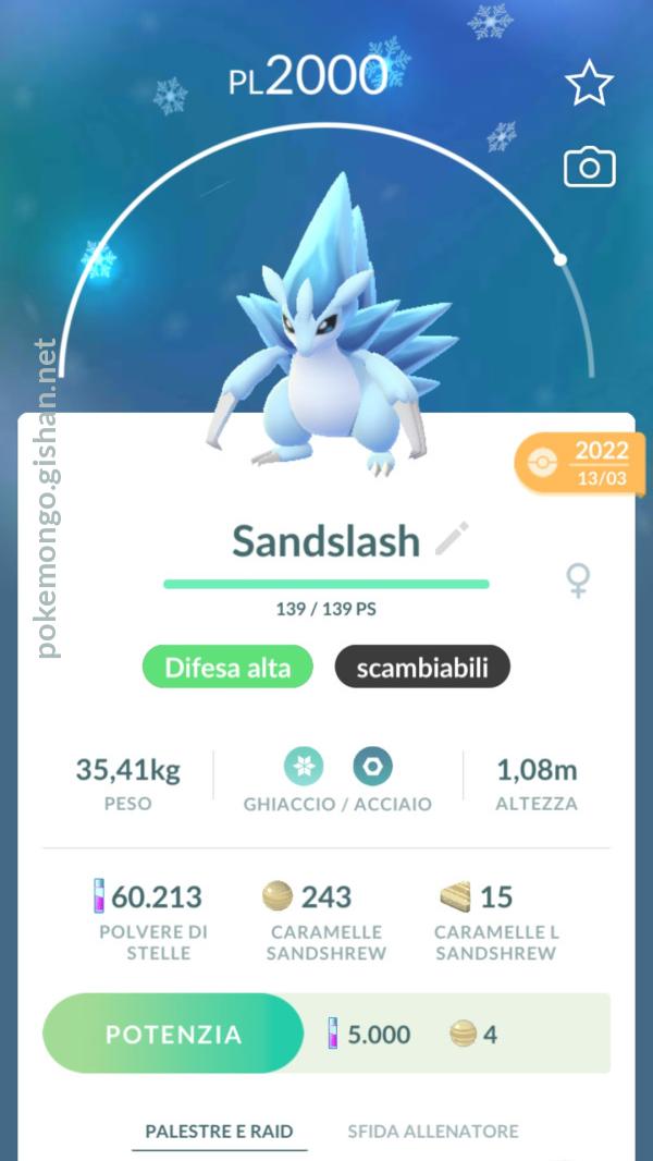 Alolan Sandslash Pokemon Go