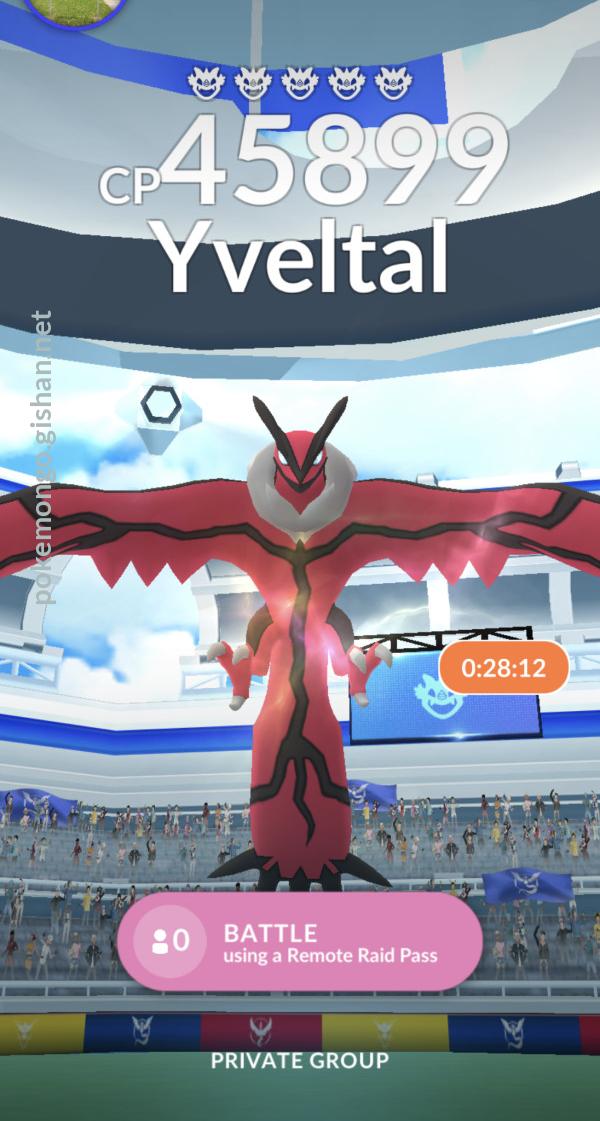 Yveltal Raid Boss Pokemon Go