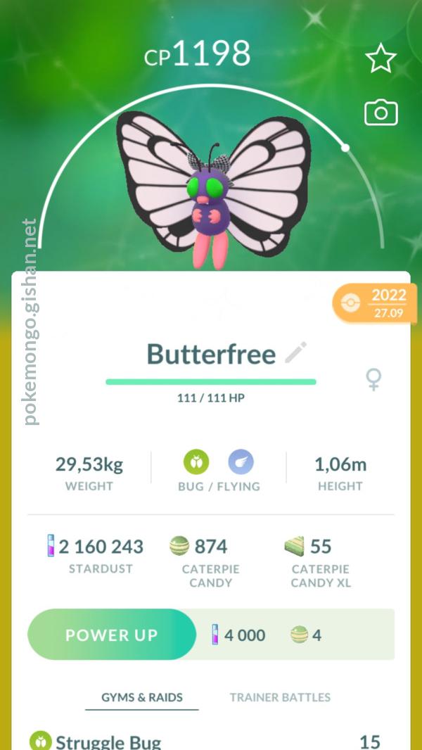 shiny butterfree pokemon