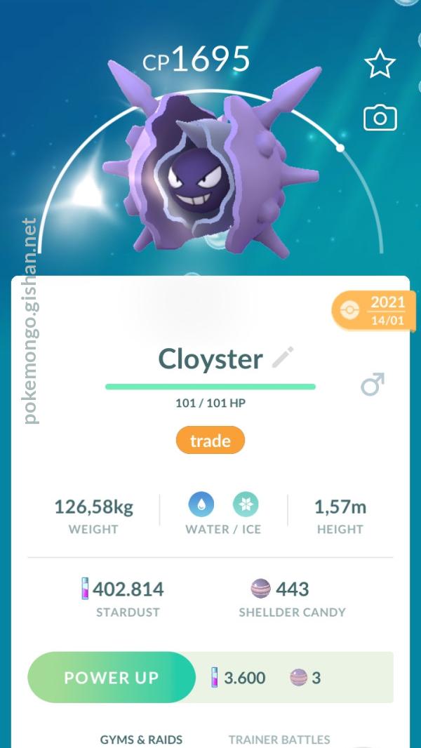 Cloyster, Pokédex