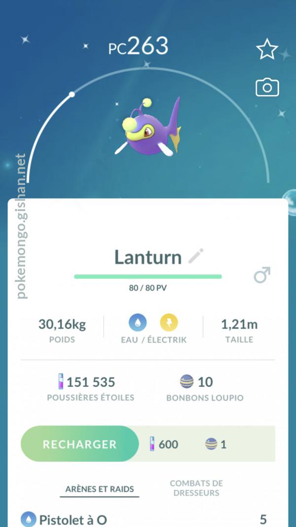 Os ataques corretos do Lanturn no Pokémon GO. 