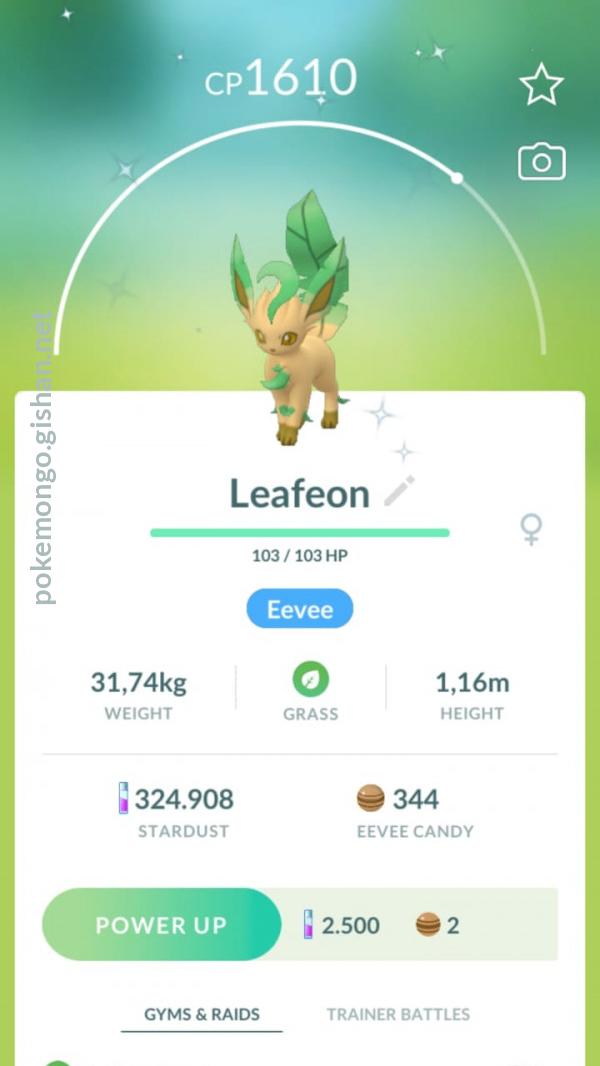 Shiny Leafeon Pokemon Go