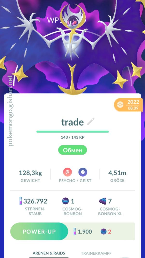 First ever 3400+cp Lunala in pokemon go. 