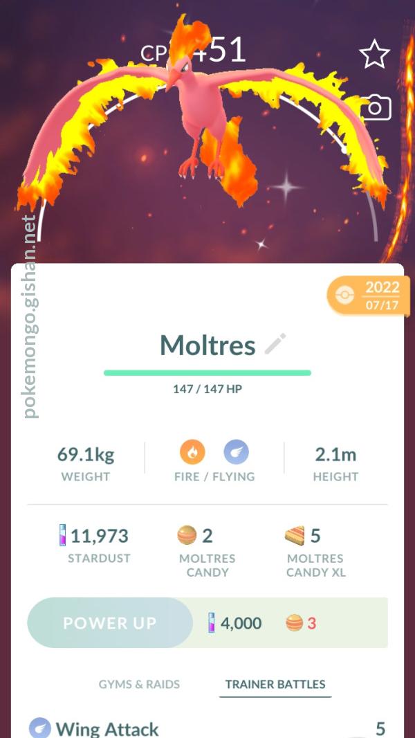 Pokémon Go * Shiny Moltres * Mini P T C