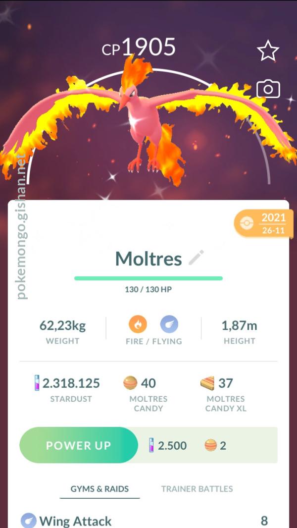 Shiny Moltres Pokemon Trade Go