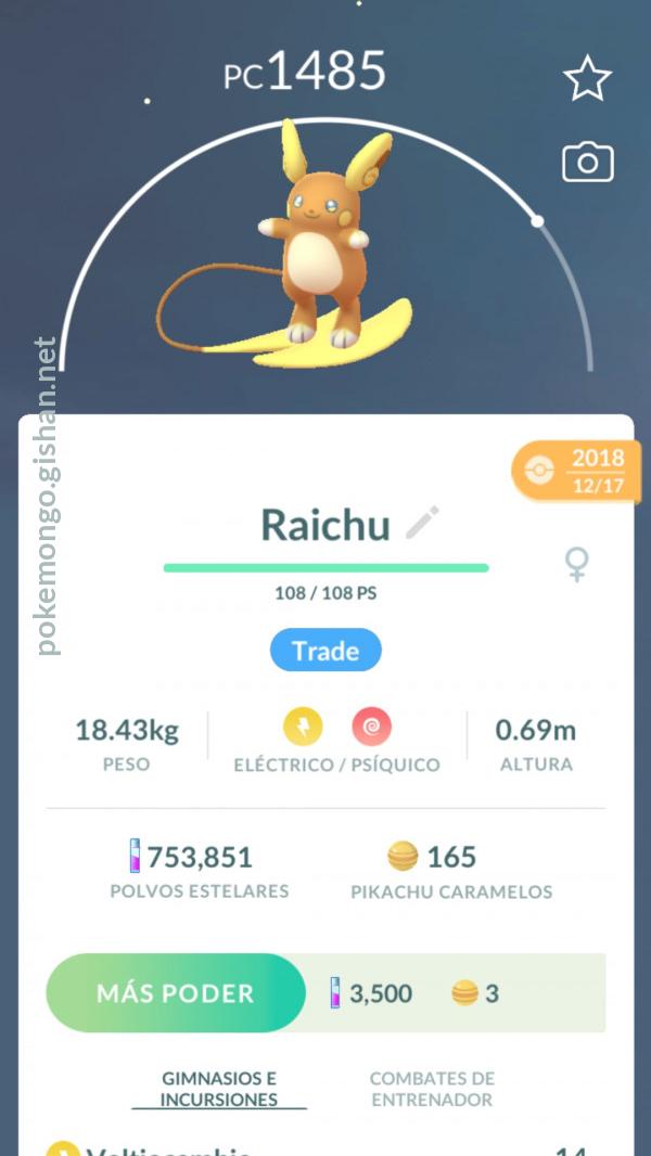 Raichu deals pokemon go