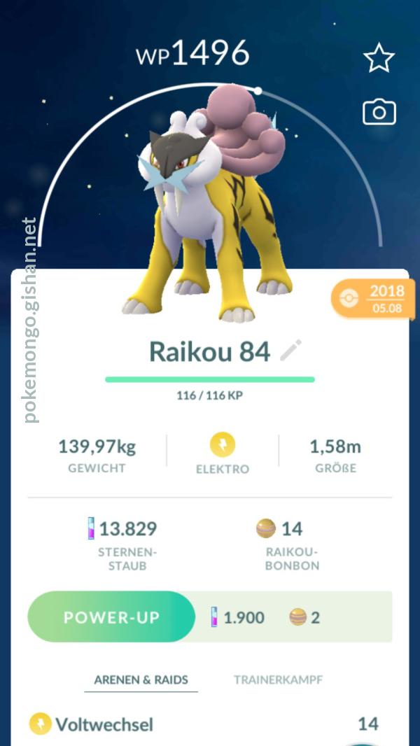 Raikou From Johto Region Legendary Pokemon. Registered Trade 