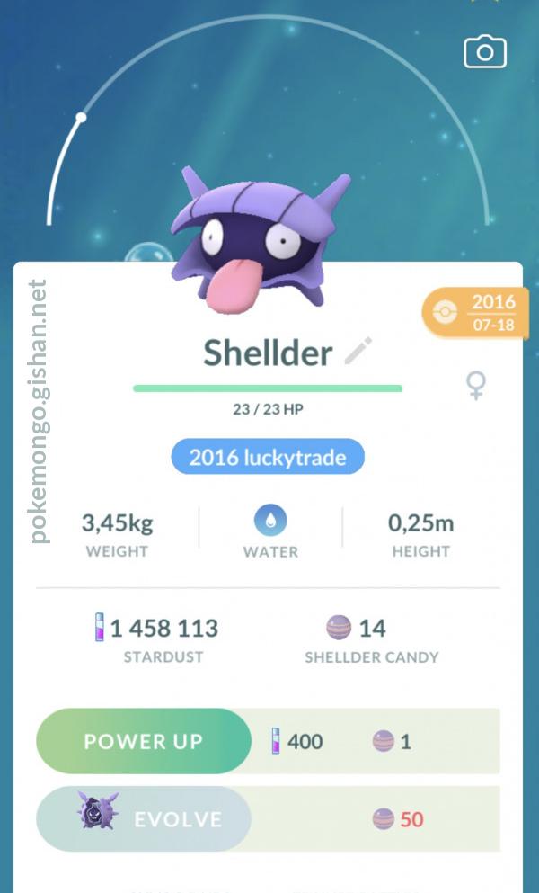 Shellder Pokémon GO - Pokemon Trade Shellder GO - Chance Lucky - Kanto