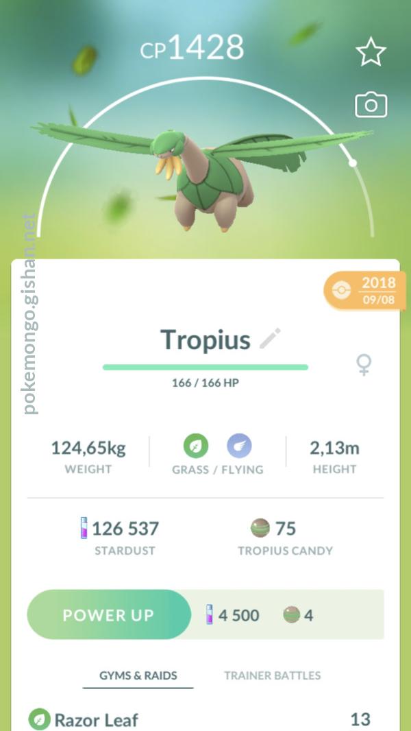 Pokemon Go Tropius Pokedex 357. Pokemon Go Regional Pokemon Go Regional