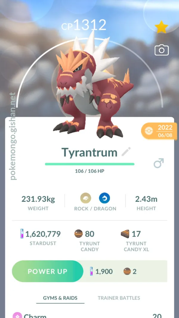 Tyrantrum photos Pokemon Go