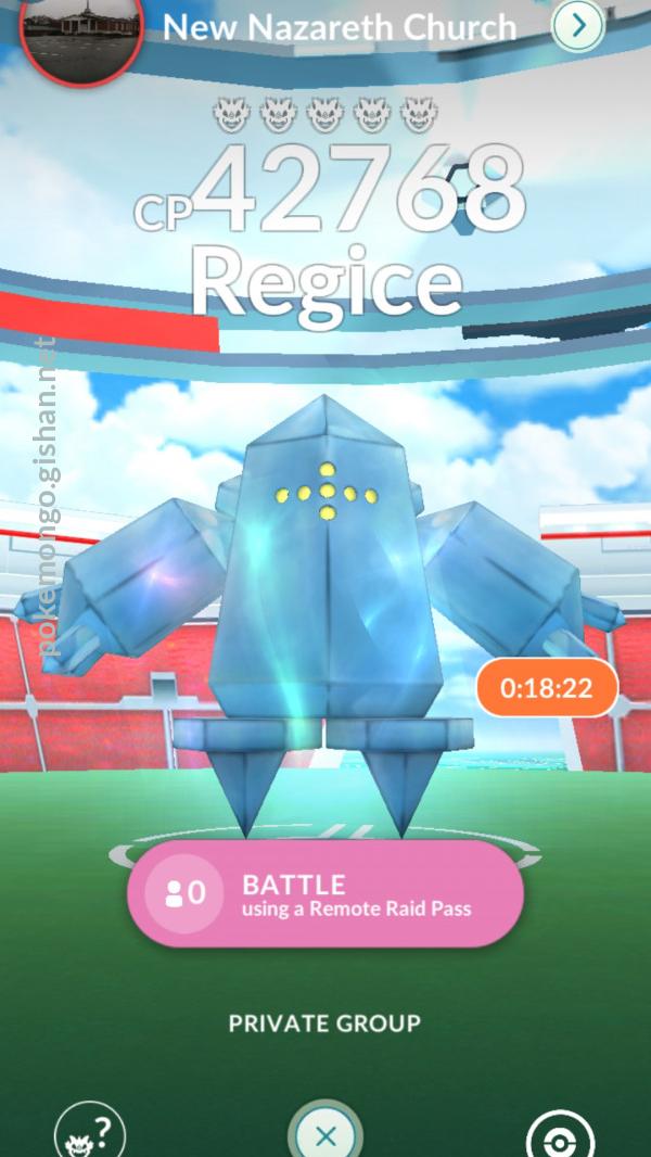 Regice Raid Boss Pokemon Go