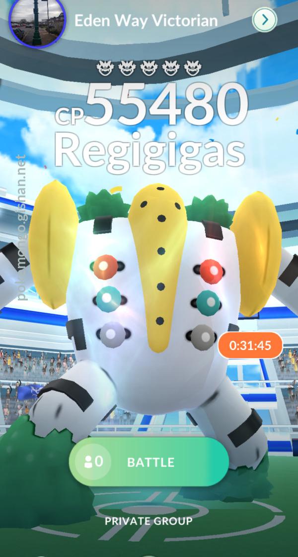 Pokemon Go Regigigas 3000+ High CP for pokedex entry and PvP