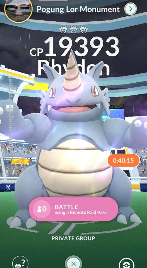 Pokemon go rhydon on sale raid