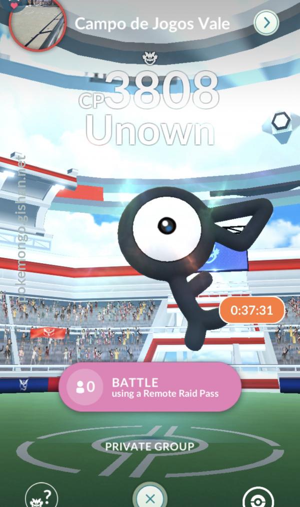 Unown F Raid Boss Pokemon Go