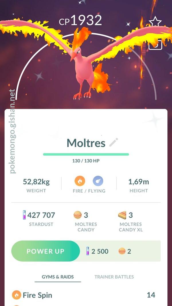 Shiny Moltres Pokemon Trade Go