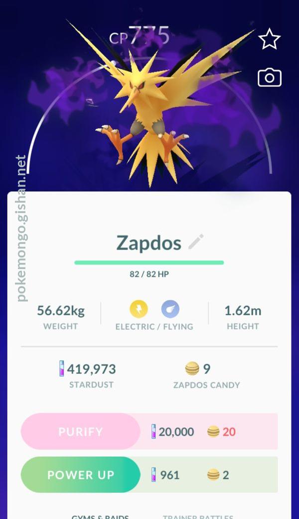 Matriz Zapdos POKEMON GO