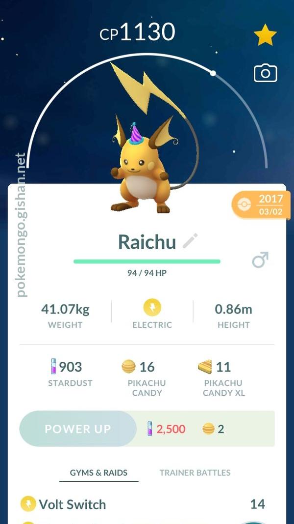 Raichu in hot sale pokemon go